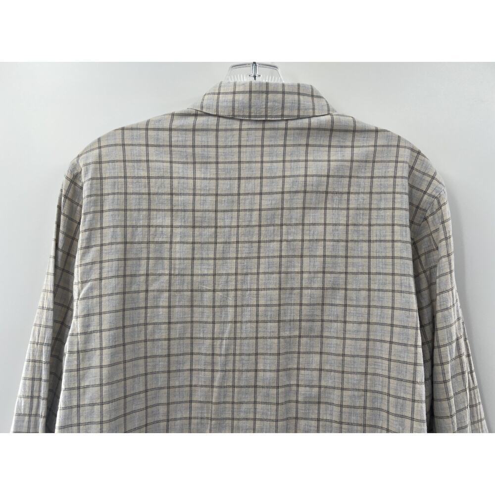 Theory Women's Roll Tab Sleeves Cotton Button Down Size Large Frayed Hem Edge - Picture 8 of 9